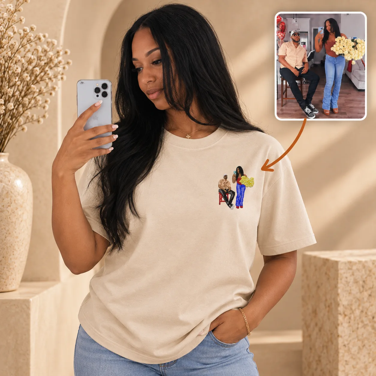 CAMISETA PERSONALIZADA CON TU FOTO – BORDADA